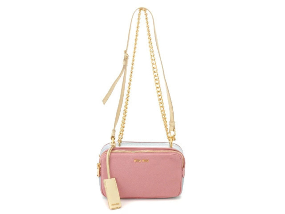 Miu Miu shoulder bag chain strap pink blue